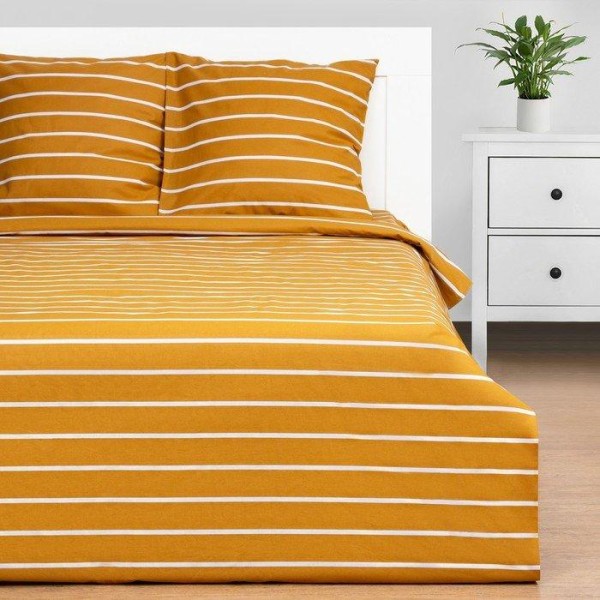 Постельное бельё Этель 1.5сп Mustard stripes 143х215см, 150х214см, 70х70см-2 шт, 100% хлопок,поплин