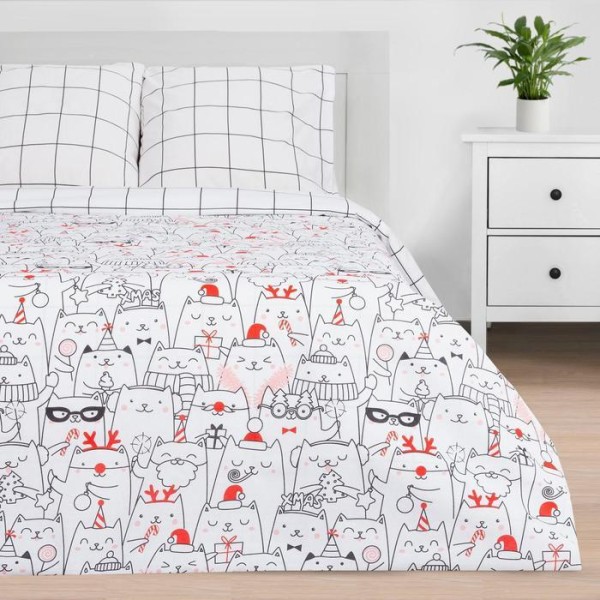 Постельное белье Этель Евро Xmas cat 200*217 см, 240*220 см, 70*70 см - 2 шт