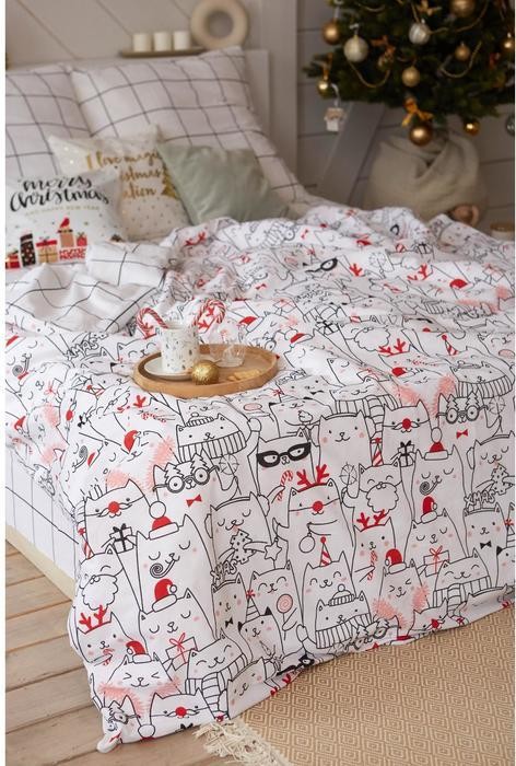 Постельное белье Этель Дуэт Xmas cat 143*215 см - 2 шт, 240*220 см, 70*70 см - 2 шт