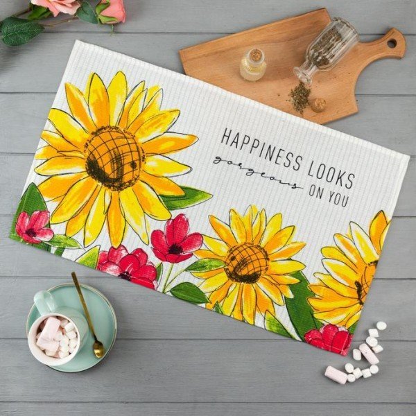 Полотенце кухонное Доляна Happiness looks 35х60 см, 100% хл, 160г/м2