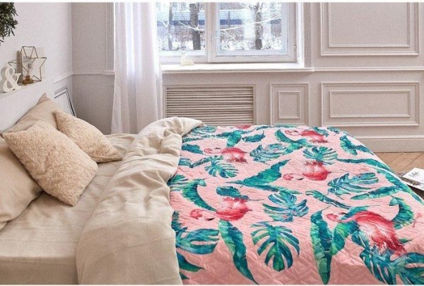 Покрывало "Этель" 1,5 сп Tropical flamingo, 140*210±2 см, микрофибра