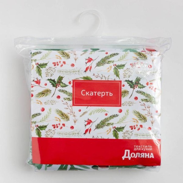 Скатерть Доляна «Новый год: Сhristmas berries» 145*300 +/- 2 см, 100% п/э